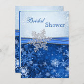Weiß, Silber, blaues Schneeflocken Brautparty Einladung (Vorne/Hinten)