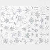 Weiß & Silber Weihnachten Schneeflockenmuster Wint Fleecedecke (Vorderseite (Horizontal))