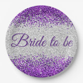 Weiß/Silberglanz Lila Pappteller (Vorderseite)