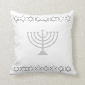 Weiß & SILVER GRAY, MENORAH & STARS Kissen