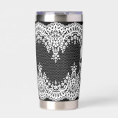 Weiss-Spitze-Gothic-Totenkopf Thermobecher (Vorderseite)