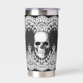 Weiss-Spitze-Gothic-Totenkopf Thermobecher (Links)