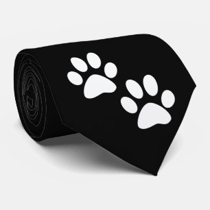 Weiß-Sport-Maskottchen-Tatzen-Drucke auf Schwarze Krawatte