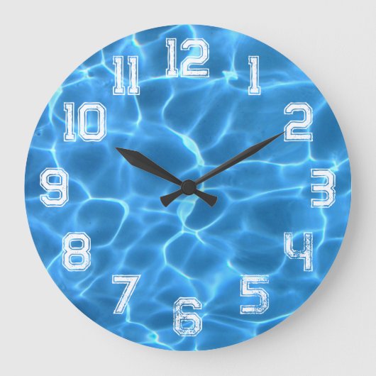 Weiß-Sportliche Kontur Grunge Nummer Schwimmbad Große Wanduhr (Vorderseite)