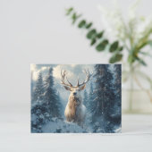 Weiß Stag im Winterwald Kunst Postkarte (Stehend Vorderseite)