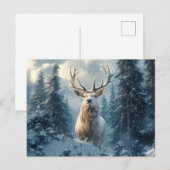 Weiß Stag im Winterwald Kunst Postkarte (Vorne/Hinten)