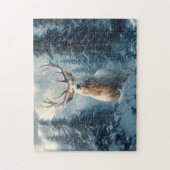 Weiß Stag im Winterwald Kunst Puzzle (Vertikal)