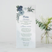 Weiß staubblaue Blume Menükarte (Stehend Vorderseite)