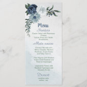 Weiß staubblaue Blume Menükarte (Vorderseite)