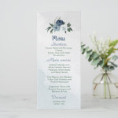 Weiß staubblaue Blume Menükarte (Stehend Vorderseite)