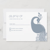 Weiß staubblauer Pfau eleganter UAWG Einladung (Vorderseite)