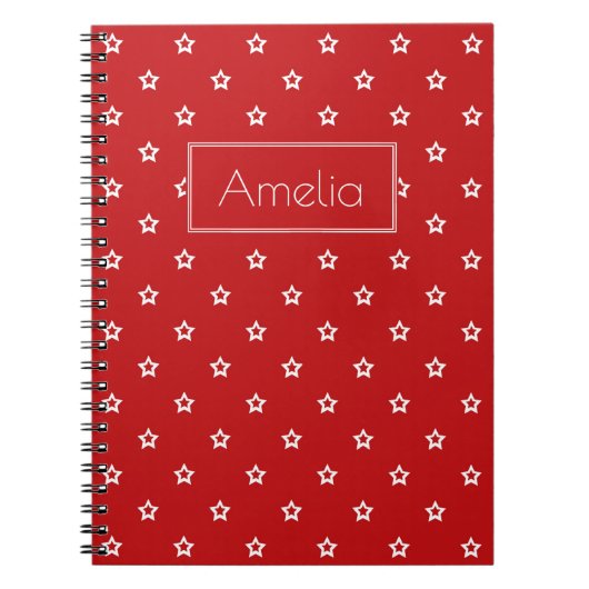 Weiß-Sterne auf hellem Rot Notizblock (Vorderseite)