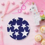 Weiß-Sterne des Marine-Blau-w Pappteller (Party)