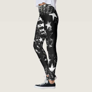 Weiß-Sterne Leggings