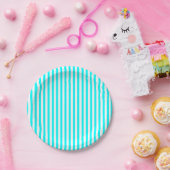Weiß Stripes Aqua Pappteller (Party)