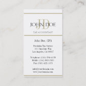 Weiß/TAN des Steuer-Buchhalter-Monogramm-1040 Visitenkarte (Rückseite)