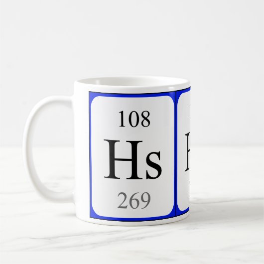 Weiß-Tasse des Elements 108 - Hassium Kaffeetasse (Links)