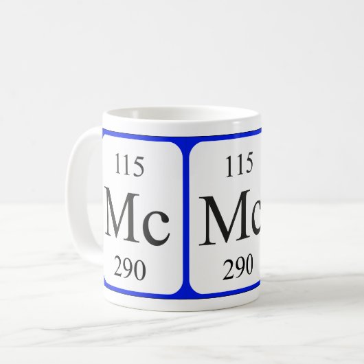 Weiß-Tasse des Elements 115 - Moscovium Kaffeetasse (Vorderseite Links)