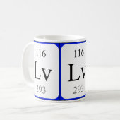 Weiß-Tasse des Elements 116 - Livermorium Kaffeetasse (Vorderseite Links)