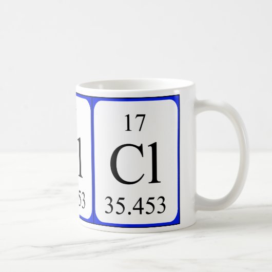 Weiß-Tasse des Elements 17 - Chlor Kaffeetasse (Rechts)
