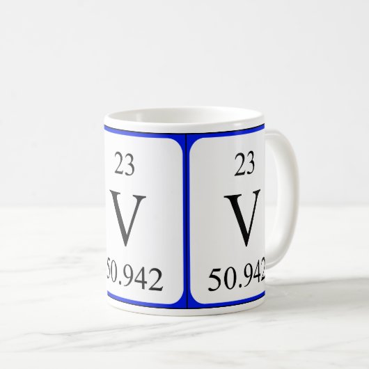 Weiß-Tasse des Elements 23 - Vanadium Kaffeetasse (VorderseiteRechts)