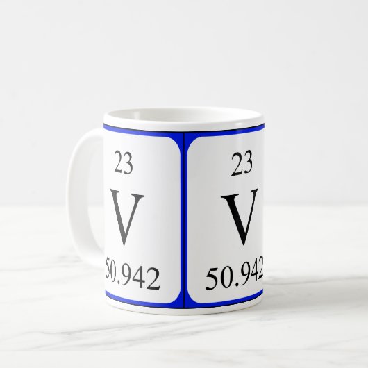 Weiß-Tasse des Elements 23 - Vanadium Kaffeetasse (Vorderseite Links)