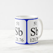 Weiß-Tasse des Elements 51 - Antimon Kaffeetasse (VorderseiteRechts)