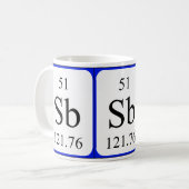 Weiß-Tasse des Elements 51 - Antimon Kaffeetasse (Vorderseite Links)