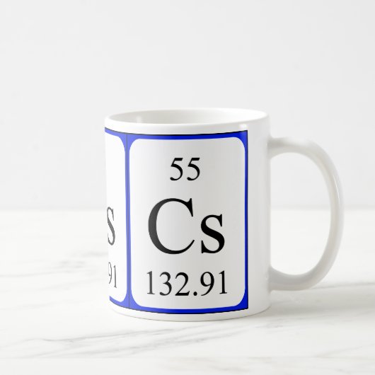 Weiß-Tasse des Elements 55 - Zäsium Kaffeetasse (Rechts)
