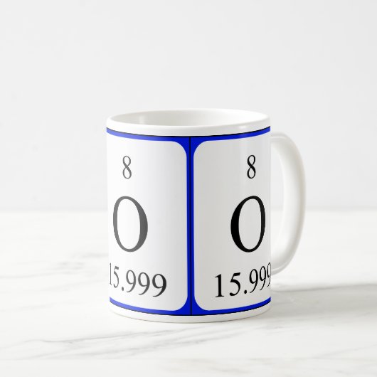Weiß-Tasse des Elements 8 - Sauerstoff Kaffeetasse (VorderseiteRechts)