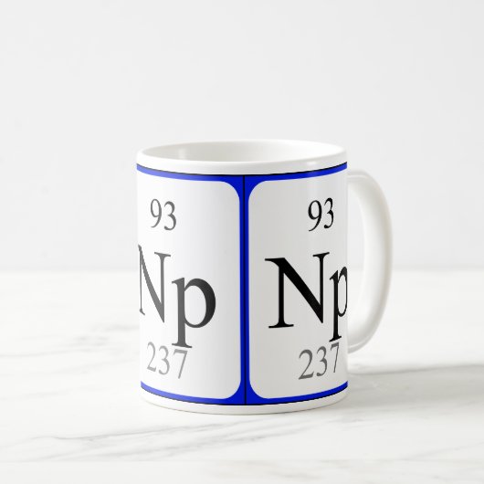 Weiß-Tasse des Elements 93 - Neptunium Kaffeetasse (VorderseiteRechts)