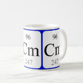 Weiß-Tasse des Elements 96 - Curium Kaffeetasse (VorderseiteRechts)