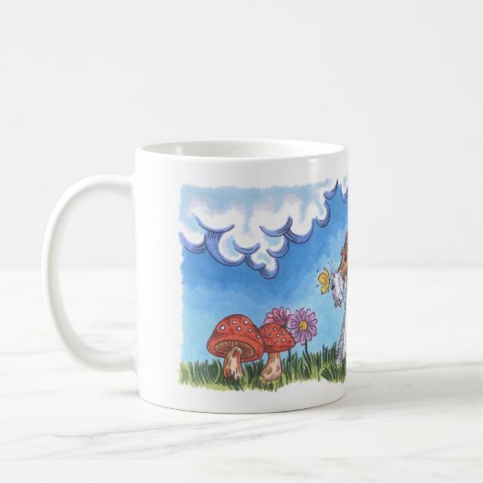Weiß-Tasse Drahtfox-Frühlings-11oz Kaffeetasse (Links)