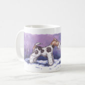 Weiß-Tasse Drahtfox-Winter-11oz Kaffeetasse (Vorderseite Links)