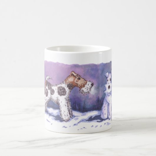 Weiß-Tasse Drahtfox-Winter-11oz Kaffeetasse (Mittel)