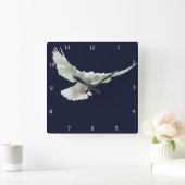 WEISS-TAUBE QUADRATISCHE WANDUHR (Zuhause)