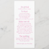 Weiß tauchte rosa u. weißes menükarte (Rückseite)