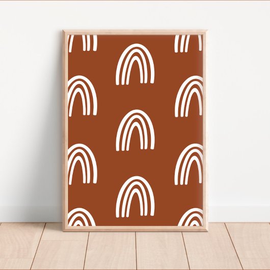 Weiß/Terracotta Boho Rainbows Kinderzimmer Dekorat Poster