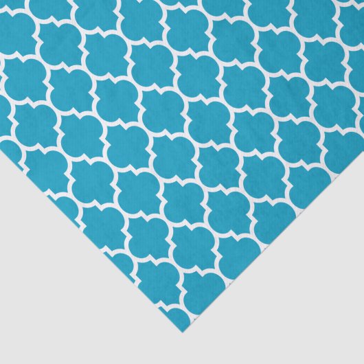 Weiß-Türkis-Quatrefolienmuster Seidenpapier (Ausschnitt)