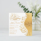 Weiß u. Gold50. Geburtstags-Party Einladung (Stehend Vorderseite)