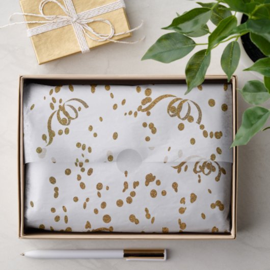 Weiß u. GoldGlitzerConfetti Seidenpapier (Geschenk)
