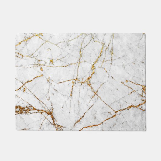 Weiß u. Goldmarmor Fußmatte (Vorderseite)