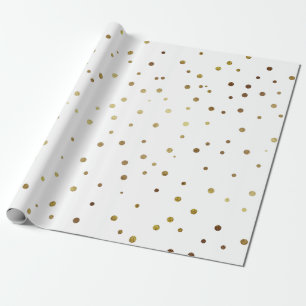 Weiß u. Imitat-Goldniedlicher festlicher Confetti Geschenkpapier