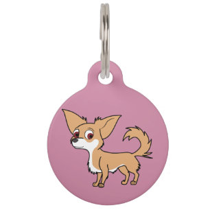 Weiß u. Kitz-Chihuahua mit dem langen Haar Tiernamensmarke