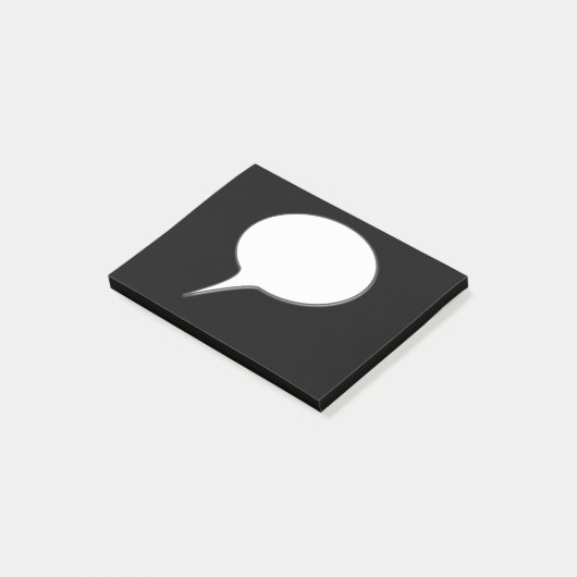 Weiß-u. Schwarz-Gesprächs-Blasen-personalisierter Post-it Klebezettel (angewinkelt)