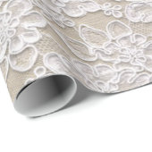 Weiß u. TAN-Spitze-Beschaffenheit Geschenkpapier (Rolleneckpunkt)