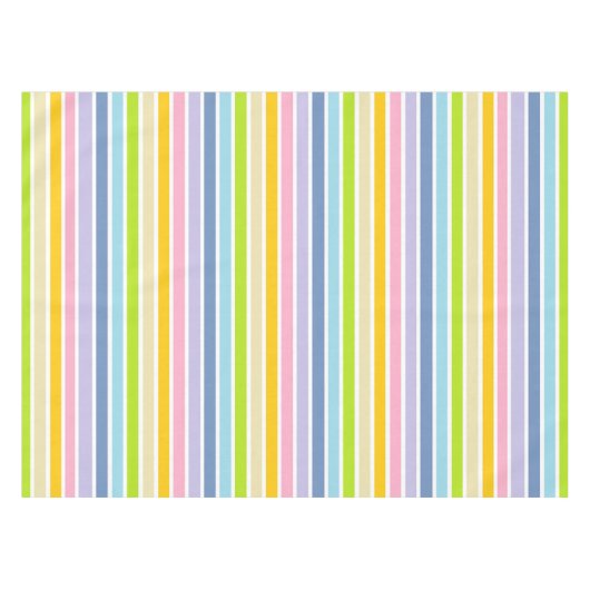 Weiß umrissene Pastellregenbogen-Streifen Tischdecke (Vorderseite (Horizontal))
