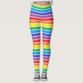 Weiß umrissene Regenbogen-Streifen Leggings (Vorderseite)