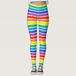 Weiß umrissene Regenbogen-Streifen Leggings