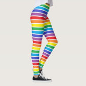 Weiß umrissene Regenbogen-Streifen Leggings (Rechts)